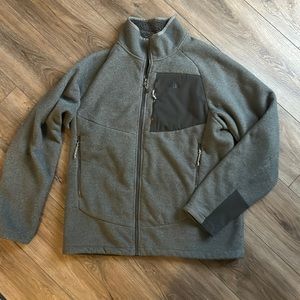 men’s north face fleece zip up jacket, gray size large